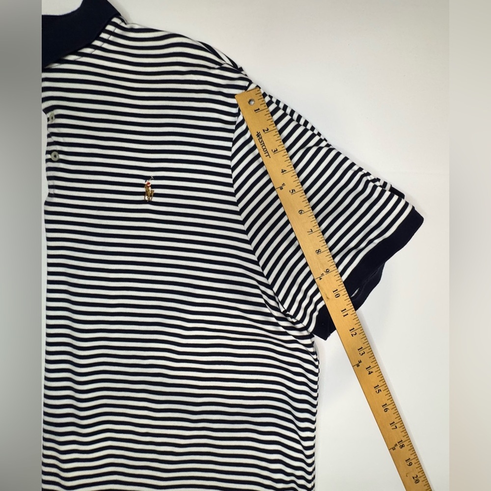 Polo Ralph Lauren Classic Fit Soft Cotton Polo Shirt XXL Navy/White Striped EUC - Picture 12 of 13